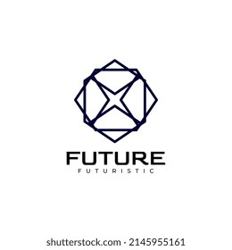 gradiente abstracto tecnológico x diseño de logotipo corporativo
