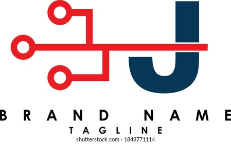 TECH Abstract initial monogram letter alphabet logo design