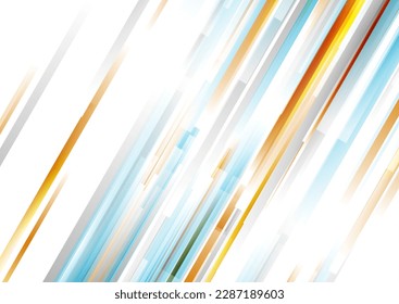 Tech abstract minimal striped blue orange background. Geometric vector design