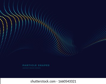 tech abstract particle vector dotted wave on dark background