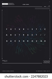 Tech Abstract poster template with HUD elements. cyber culture, Modern flyer for web and print. hacking, Cyberpunk futuristic poster. programming and virtual environments.