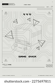 Tech Abstract poster template with HUD elements. cyber culture, Modern flyer for web and print. hacking, Cyberpunk futuristic poster. programming and virtual environments.
