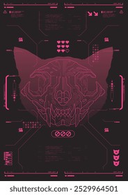 Tech Abstract poster template with HUD elements. cyber culture, Modern flyer for web and print. hacking, Cyberpunk futuristic poster. programming and virtual environments.