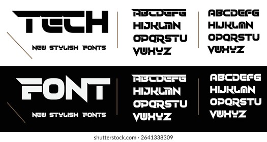 Tech abstract sport modern alphabet logo font. Typography bold typeface design for sport, technology, fashion, digital, future creative logos fonts. vector illustration 