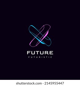  tech abstract x corporate logo design