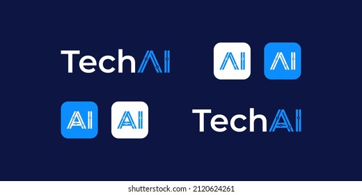 Tech AI Technology Digital Innovation Circuit Board Futuristic Cyber Robot Machine Modern Vector Logo Design