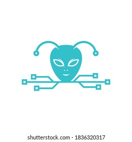 Tech Alien logo design vector Illustration, Alien design template