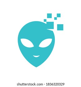 Tech Alien logo design vector Illustration, Alien design template