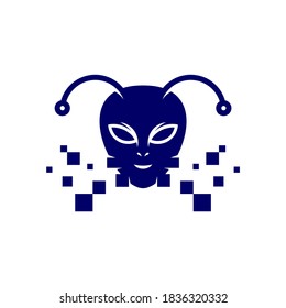 Tech Alien logo design vector Illustration, Alien design template