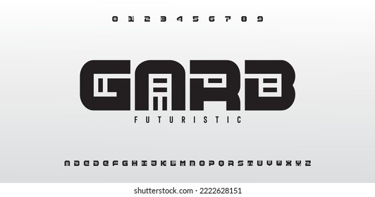 TECH Alphabet Letter font. Design of a professional, luxury and creative vector typeface.