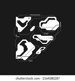 Techischer Pfeil. Futuristische Schnittstelle Cyber-Element. Zeiger, Richtung. Stilpfeil für das Design von Spiel UI, Poster, Banner. Vektorgrafik