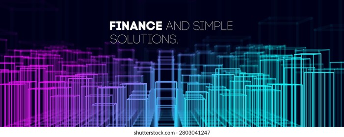 Tech background with abstract blue city building and ai. Smart architecture network infrastructure design concept with future digital. Data lines vector illustration for industry technology.