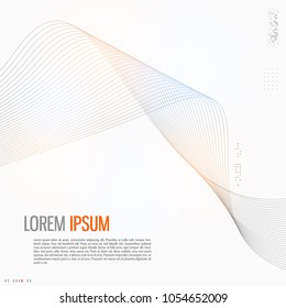 Tech background with abstract wave line. Vector illustration.