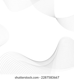 Tech background with abstract wave line in black, white and gray colors. Wavy technology pattern. Design elements. Wave of many gray lines. Abstract wavy stripes on white background isolated. Creative