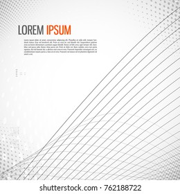Tech background with abstract wave line. Vector illustration.