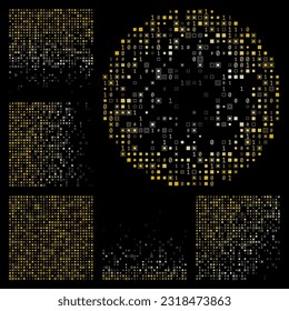 Tech background with a black and yellow color theme featuring gradient geometric patterns. Awesome vector illustration.