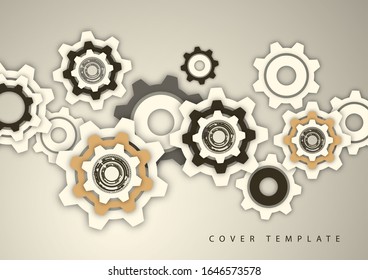 Fondo técnico con engranajes de colores, plantilla de tapa moderna. Colocar texto. Ilustración vectorial para su diseño.