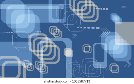 Tech Background. Colorful Horizontal Technology Background with Frames, Squares, Dots, Arrows and Lines. Modern Abstract Texture for Web, Applications, Wallpaper. Modern Digital Texture. Vector.