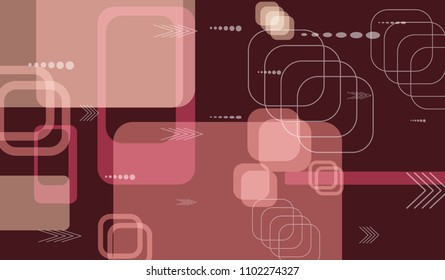 Tech Background. Colorful Horizontal Technology Background with Frames, Squares, Dots, Arrows and Lines. Modern Abstract Texture for Web, Applications, Wallpaper. Modern Digital Texture. Vector.