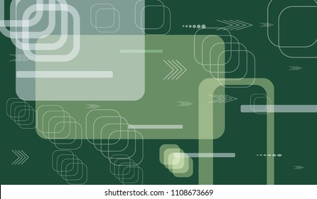 Tech Background. Colorful Horizontal Technology Background with Frames, Squares, Dots, Arrows and Lines. Modern Abstract Texture for Wallpaper, Web, Applications. Trendy Digital Texture. Vector.