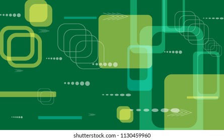 Tech Background. Colorful Horizontal Technology Background with Frames, Squares, Dots, Arrows and Lines. Modern Abstract Texture for Wallpaper, Applications, Web. Fantastic Digital Texture. Vector.