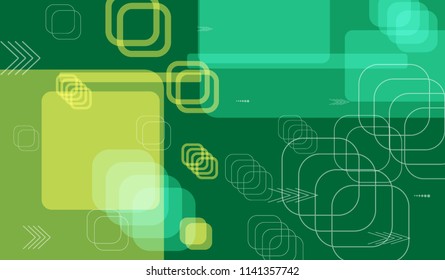 Tech Background. Colorful Horizontal Technology Background with Frames, Squares, Dots, Arrows and Lines. Modern Abstract Texture for Wallpaper, Web, Applications. Modern Digital Texture. Vector.