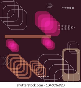 Tech Background. Colorful Square Technology Background with Frames, Squares, Dots, Arrows and Lines. Modern Abstract Texture for Web, Applications, Wallpaper. Modern Digital Texture. Vector.