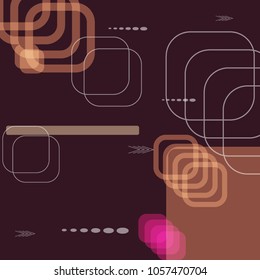 Tech Background. Colorful Square Technology Background with Frames, Squares, Dots, Arrows and Lines. Modern Abstract Texture for Web, Applications, Wallpaper. Vintage Digital Texture. Vector.