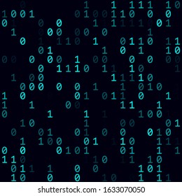 Tech background. Cyan sparse binary background. Small sized seamless pattern. Trendy vector illustration.