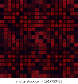 Tech background. Filled pattern of multiple squares. Red colored seamless background. Appealing vector illustration.