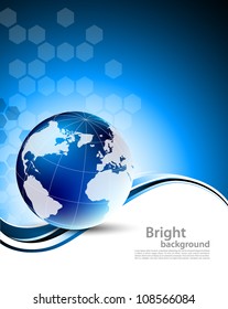 Tech background with globe in blue color