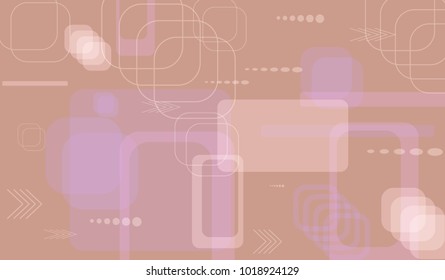 Tech Background. Light Horizontal Technology Background with Frames, Squares, Dots, Arrows and Lines. Modern Abstract Texture for Web, Applications, Wallpaper. Vintage Digital Texture. Vector.