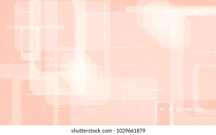 Tech Background. Light Horizontal Technology Background with Frames, Squares, Dots, Arrows and Lines. Modern Abstract Texture for Wallpaper, Web, Applications. Vintage Digital Texture. Vector.