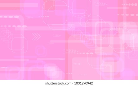 Tech Background. Light Horizontal Technology Background with Frames, Squares, Dots, Arrows and Lines. Modern Abstract Texture for Wallpaper, Web, Applications. Trendy Digital Texture. Vector.