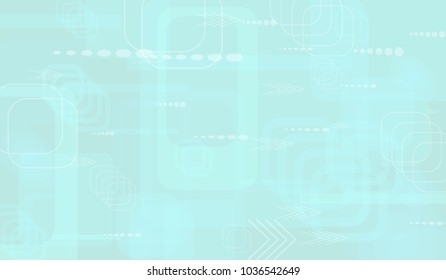 Tech Background. Light Horizontal Technology Background with Frames, Squares, Dots, Arrows and Lines. Modern Abstract Texture for Wallpaper, Web, Applications. Modern Digital Texture. Vector.