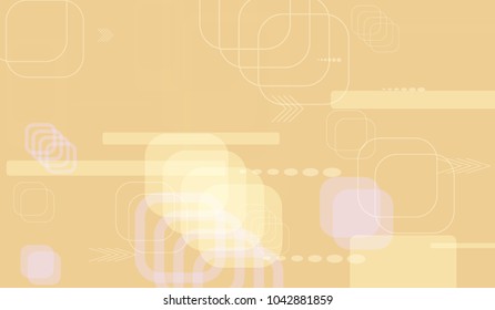 Tech Background. Light Horizontal Technology Background with Frames, Squares, Dots, Arrows and Lines. Modern Abstract Texture for Web, Wallpaper, Applications. Retro Digital Texture. Vector.