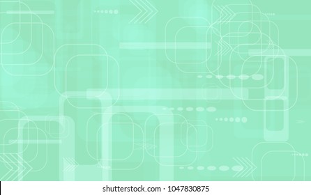 Tech Background. Light Horizontal Technology Background with Frames, Squares, Dots, Arrows and Lines. Modern Abstract Texture for Wallpaper, Web, Applications. Modern Digital Texture. Vector.