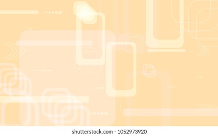 Tech Background. Light Horizontal Technology Background with Frames, Squares, Dots, Arrows and Lines. Modern Abstract Texture for Web, Applications, Wallpaper. Vintage Digital Texture. Vector.