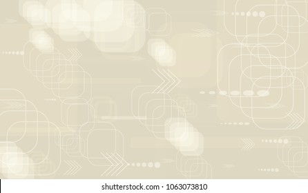 Tech Background. Light Horizontal Technology Background with Frames, Squares, Dots, Arrows and Lines. Modern Abstract Texture for Wallpaper, Web, Applications. Trendy Digital Texture. Vector.