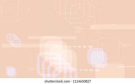 Tech Background. Light Horizontal Technology Background with Frames, Squares, Dots, Arrows and Lines. Modern Abstract Texture for Wallpaper, Applications, Web. Futuristic Digital Texture. Vector.