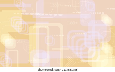 Tech Background. Light Horizontal Technology Background with Frames, Squares, Dots, Arrows and Lines. Modern Abstract Texture for Wallpaper, Web, Applications. Futuristic Digital Texture. Vector.