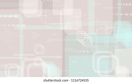 Tech Background. Light Horizontal Technology Background with Frames, Squares, Dots, Arrows and Lines. Modern Abstract Texture for Web, Wallpaper, Applications. Futuristic Digital Texture. Vector.