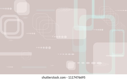 Tech Background. Light Horizontal Technology Background with Frames, Squares, Dots, Arrows and Lines. Modern Abstract Texture for Web, Wallpaper, Applications. Retro Digital Texture. Vector.