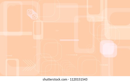 Tech Background. Light Horizontal Technology Background with Frames, Squares, Dots, Arrows and Lines. Modern Abstract Texture for Web, Applications, Wallpaper. Trendy Digital Texture. Vector.
