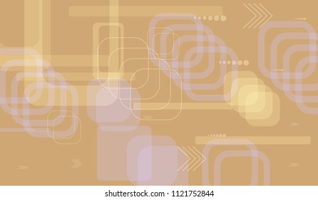 Tech Background. Light Horizontal Technology Background with Frames, Squares, Dots, Arrows and Lines. Modern Abstract Texture for Web, Applications, Wallpaper. Vintage Digital Texture. Vector.