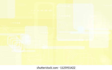 Tech Background. Light Horizontal Technology Background with Frames, Squares, Dots, Arrows and Lines. Modern Abstract Texture for Wallpaper, Applications, Web. Retro Digital Texture. Vector.