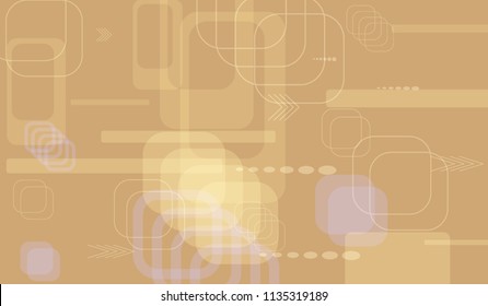 Tech Background. Light Horizontal Technology Background with Frames, Squares, Dots, Arrows and Lines. Modern Abstract Texture for Web, Applications, Wallpaper. Vintage Digital Texture. Vector.