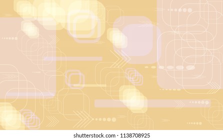 Tech Background. Light Horizontal Technology Background with Frames, Squares, Dots, Arrows and Lines. Modern Abstract Texture for Web, Wallpaper, Applications. Trendy Digital Texture. Vector.