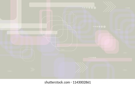 Tech Background. Light Horizontal Technology Background with Frames, Squares, Dots, Arrows and Lines. Modern Abstract Texture for Web, Applications, Wallpaper. Fantastic Digital Texture. Vector.