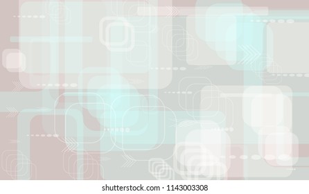 Tech Background. Light Horizontal Technology Background with Frames, Squares, Dots, Arrows and Lines. Modern Abstract Texture for Web, Applications, Wallpaper. Futuristic Digital Texture. Vector.